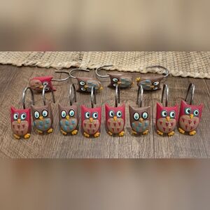 Set Of 12 Owl Shower Curtain Hooks